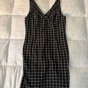 Michael Kors Black and White Grid Midi Dress